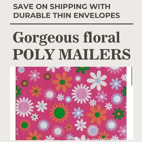 20 POLY MAILERS NEW PINK FLOWERS FLORAL OFFICE BUSINESS SIZE 10x13 - Picture 4 of 4